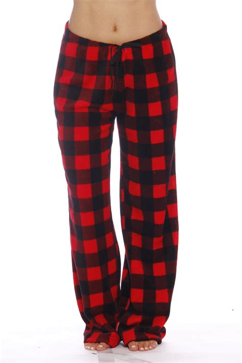 Plaid Plush Fleece Pajama Pant Buffalo Plaid Red Small
