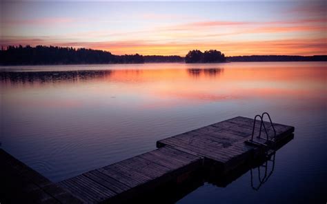 Sunset Lake Dock Wallpapers Nature And Landscape Hd
