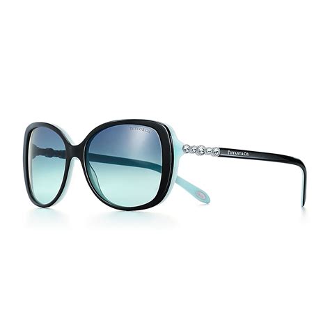 Tiffany Cobblestone Rectangular Sunglasses In Black And Tiffany Blue