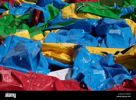 Deflated Inflatable Childrens Bouncy Castle At Event Stock Photo