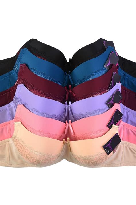 144 Wholesale Sofra Ladies Plain Lace Full Cup D Cup Bra Wide Strap At