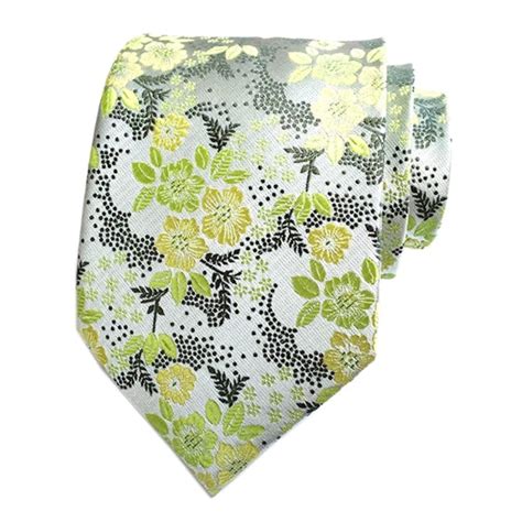 Light Green Floral Tie 100 Silk Classy Men Collection