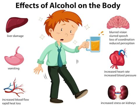 Premium Vector Effects Of Alcohol On The Body