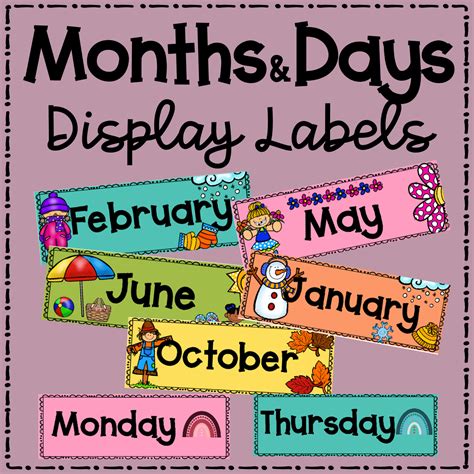 Months Of The Year And Days Of The Week Labels Made By Teachers