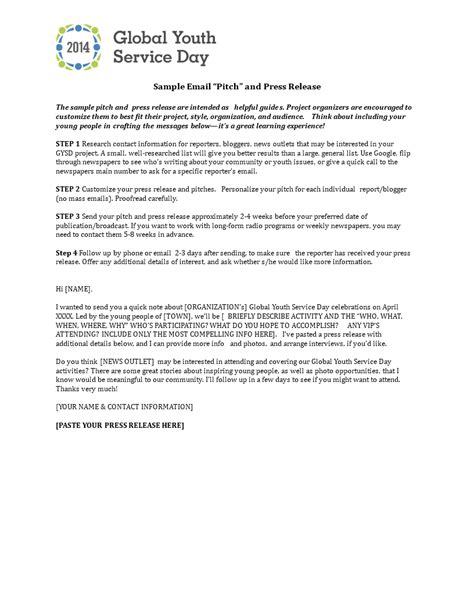 Press Release Email Template Download This Press Pitch Release Email