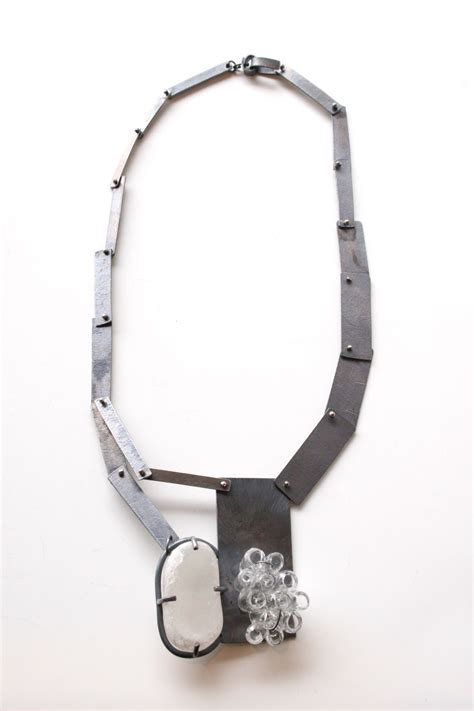 Moonstone Borosilicate Glass Oxidized Silver Necklace By Karen