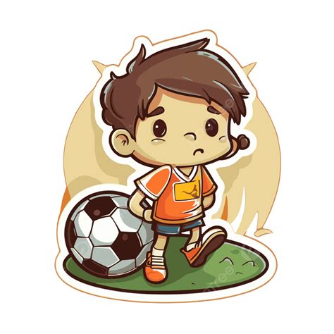 Sticker Icon Cartoon Soccer Boy Vector Soccer Player Clipart Sticker