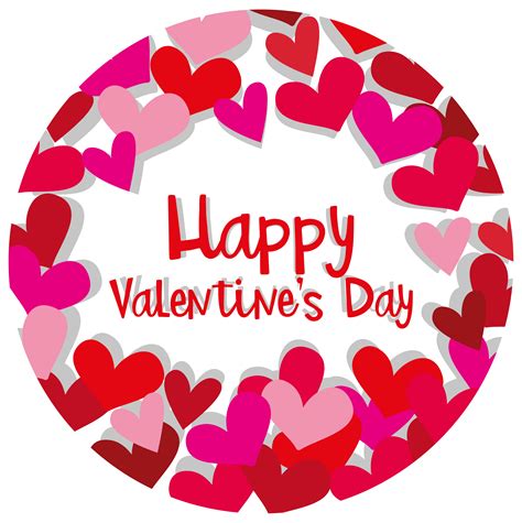 Happy Valentine Card Template With Hearts In Red And Pink 373565 Vector