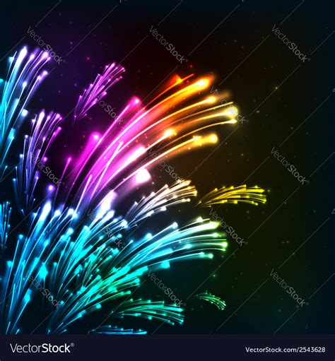 Rainbow Colors Neon Fireworks Royalty Free Vector Image