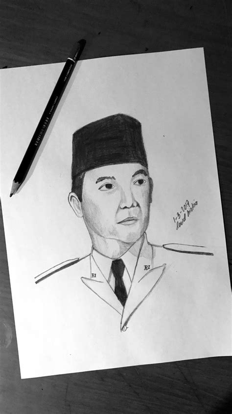 Sketsa Gambar Pahlawan Soekarno Contoh Sketsa Gambar