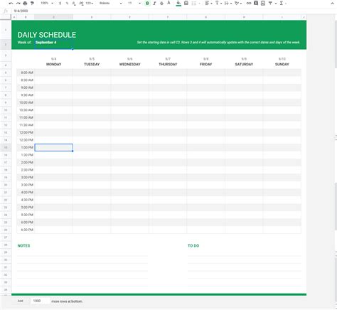 Work Schedule Template Google Sheets