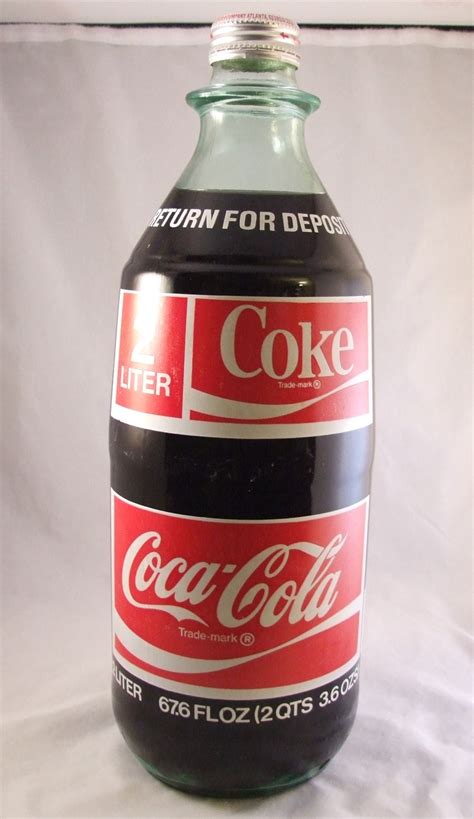 Vintage 1970 Coke Coca Cola 2 Liter Glass Acl Bottle Full Sodas