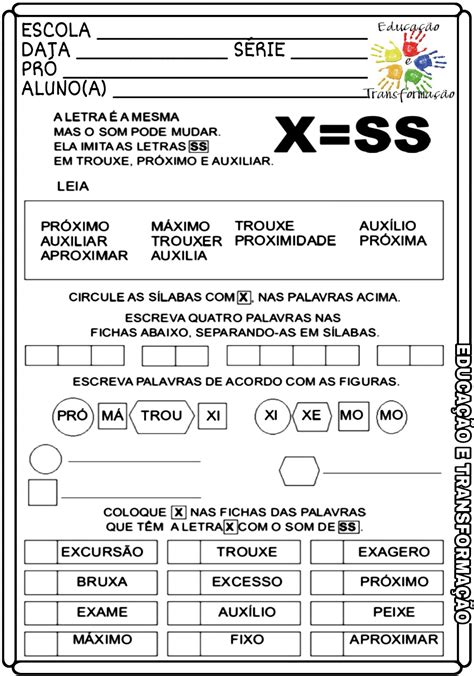 Os Sons Da Letra X ATIVIDADES ANOS INICIAIS COM A BNCC