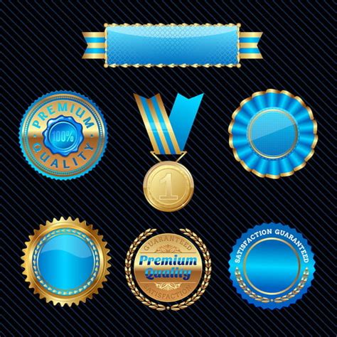 Blue Glossy Badge Medal Eps Ai Vector Uidownload