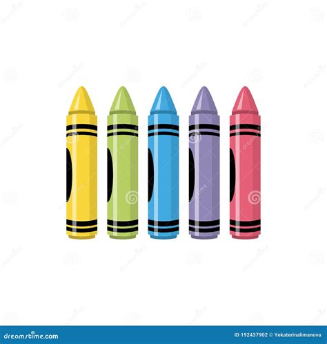 Cartoon Colorful Crayons Vector Illustration Stock Vector