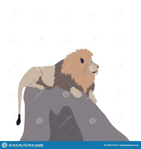 Abstract Modern Illustration Of Lion Panthera Leo Krugeri Lying On