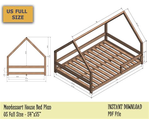 Floor diy house bed is an incredible transition bed from a crib to a big kid bed. Full Size Montessori Bed Plan, Toddler House Bed Frame ...