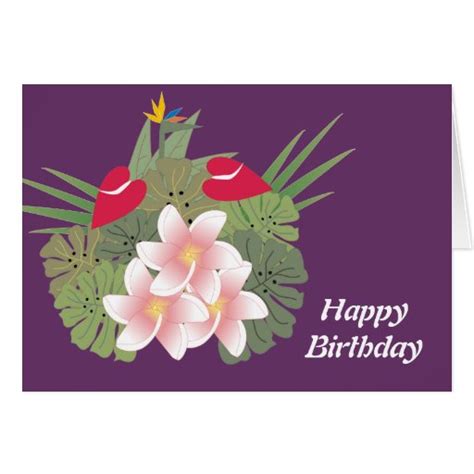 Tropical Flowers Happy Birthday Card Zazzle