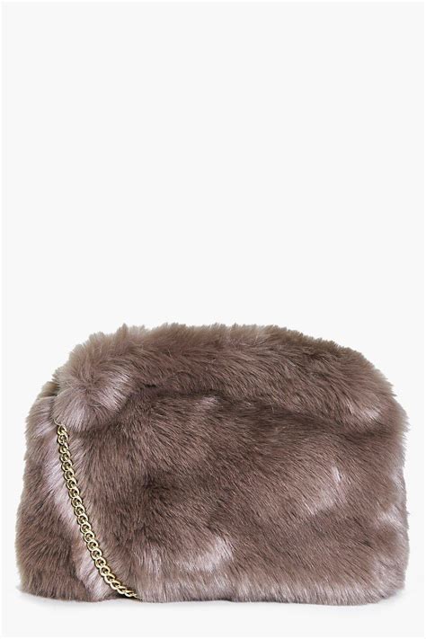 Kara Fluffy Faux Fur Cross Body Bag At