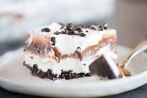 A Forkful Of Oreo Dessert Taken From A Piece Layered Desserts Easy No