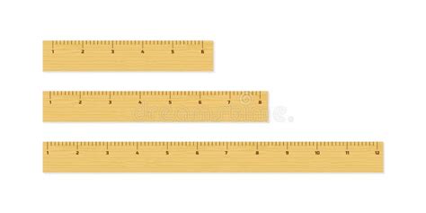 Wooden Different Size Rulers 6 8 And 12 Inch Long Isolated On White