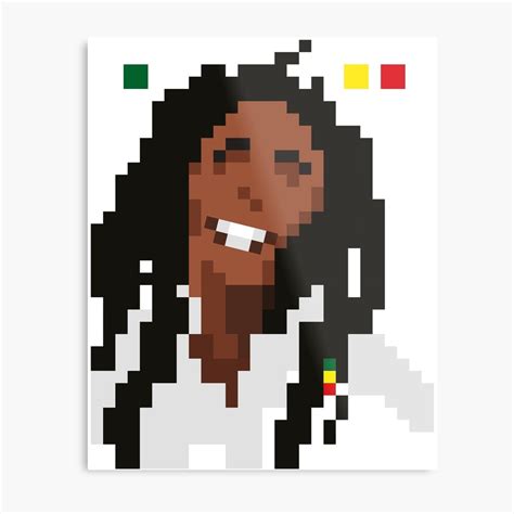 Smiling Rasta Man Rastafari Pixel Art Metal Print By Masatomio