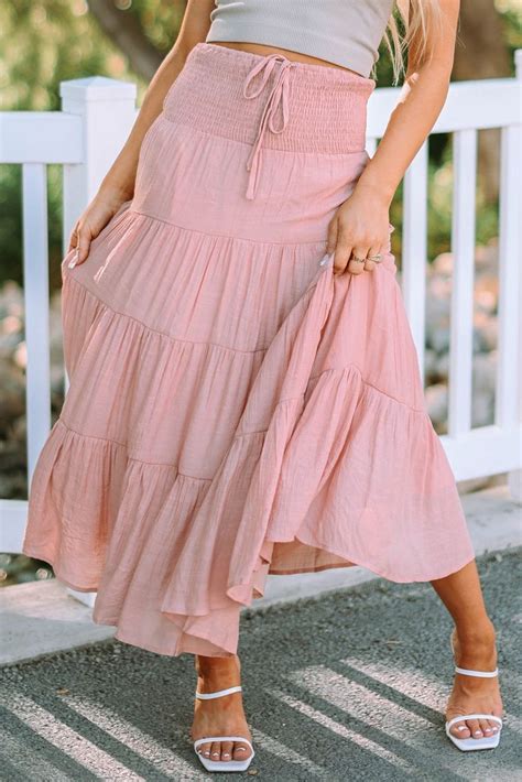 Smocked High Waist Tiered Maxi Skirt In 2022 Tiered Maxi Skirt Maxi