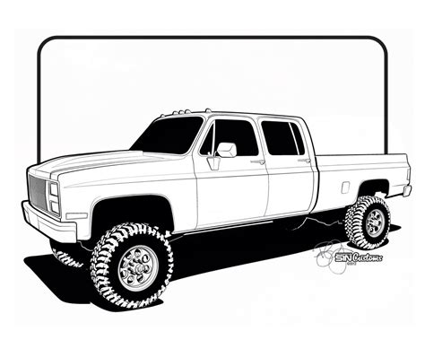 Some free truck coloring pages to print have a simple outline while others are complex pictures with fine detailing. Chevy Truck Drawings | Free download on ClipArtMag