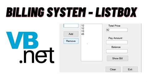VB Net Simple Billing System Add And Remove Values ListBox