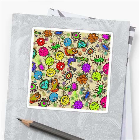 Doodle Germs Sticker By Prawny Redbubble