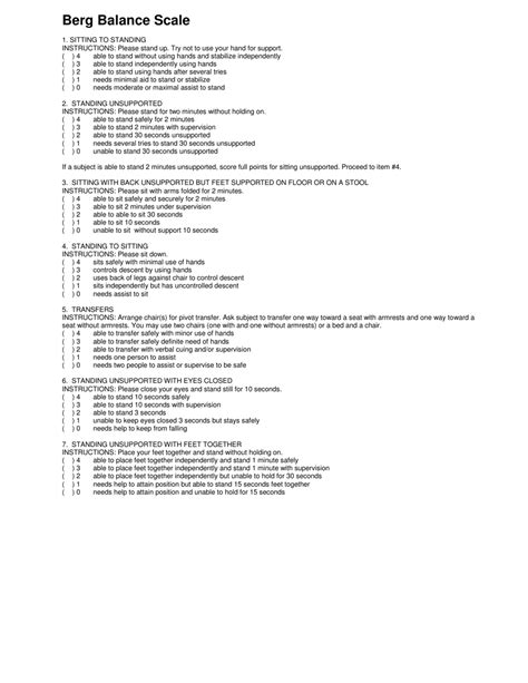 Berg Balance Scale Form Fill Out Sign Online And Download Pdf