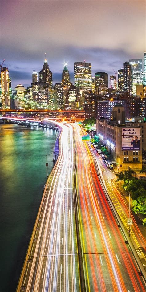 Road Lights New York Buildings Cityscape 1080x2160 Wallpaper