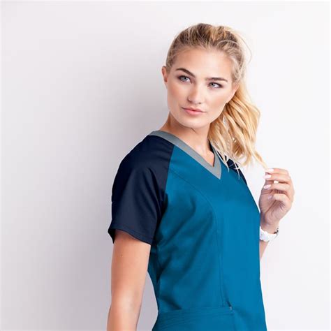 Butter Soft Stretch Active Color Block Scrub Top Athleisure Scrubs