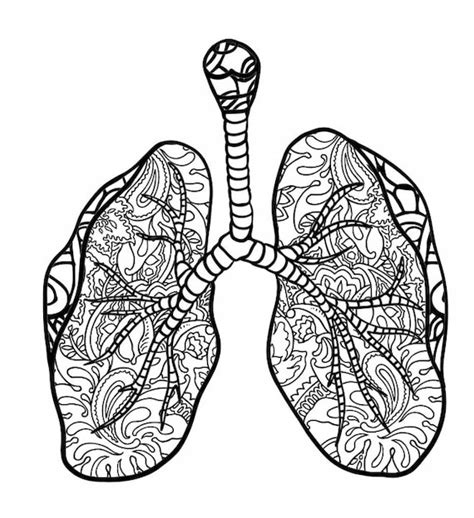 Zentangle Lung PDF Coloring Page Etsy