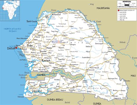 Detailed Clear Large Road Map Of Senegal Ezilon Maps