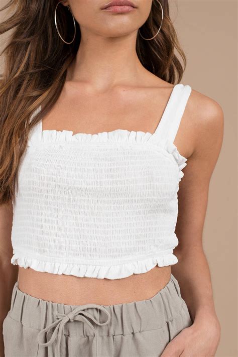 Tobi Crop Tops Womens All Smocked Out Red Crop Top White ⋆ Theipodteacher