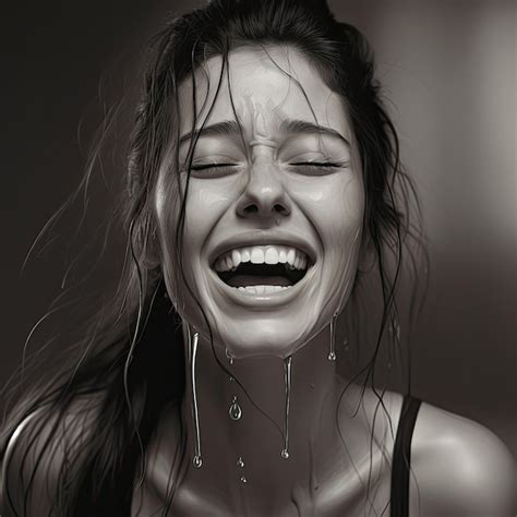 Premium Ai Image A Woman With Water Dripping On Her Face