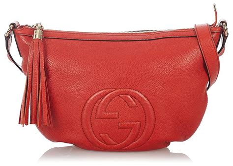 Gucci Red Soho Leather Crossbody Bag Pony Style Calfskin Ref428134