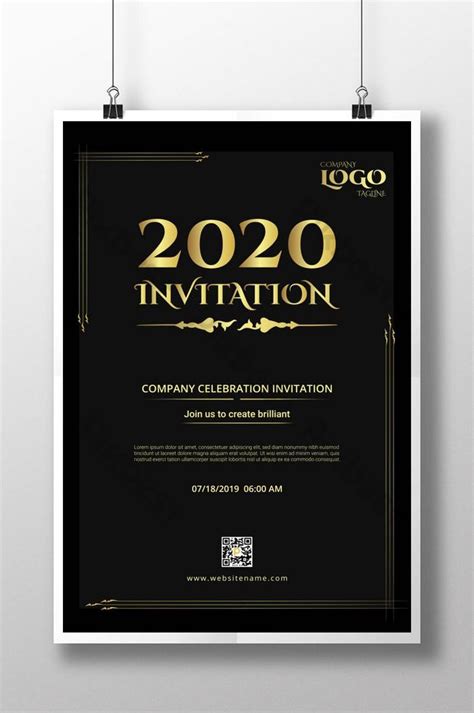 black gold invitation letter corporate campaign notice poster template