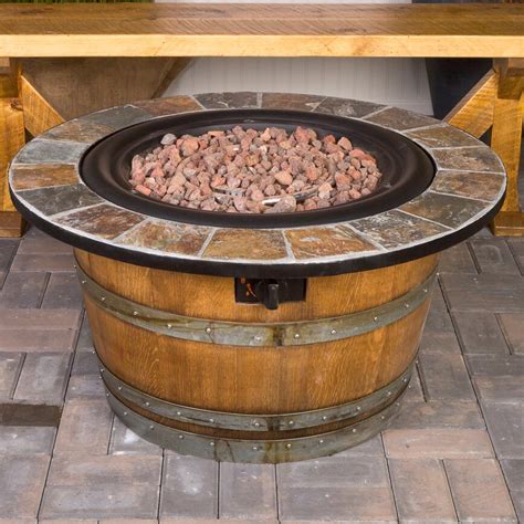 Napa East Collection Wine Barrel Steel Propane Fire Pit