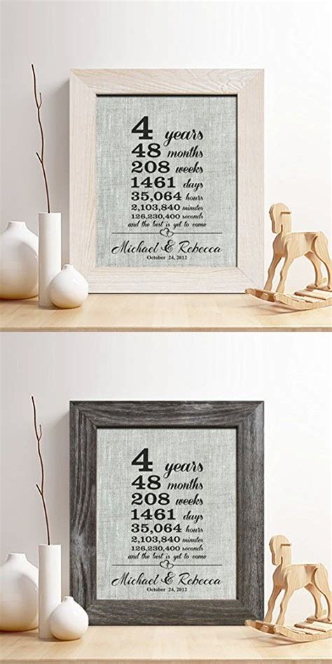 Because every couple will love them. Personalized 4th Linen Anniversary Gift for Him or Her, "4 ...