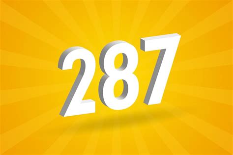 3d 287 Number Font Alphabet White 3d Number 287 With Yellow Background