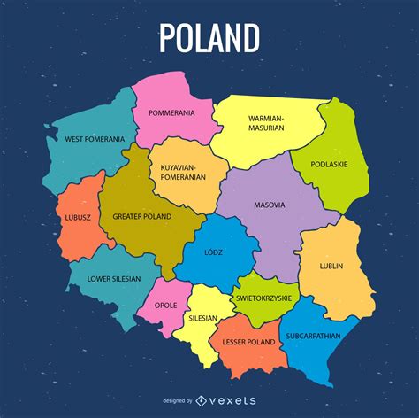 Mapa Administrativo Coloreado De Polonia Descargar Vector