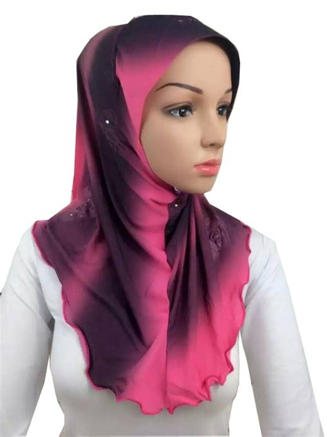10pcsbag Gradient Color One Piece Muslim Hijab Islamic Hijab In Women