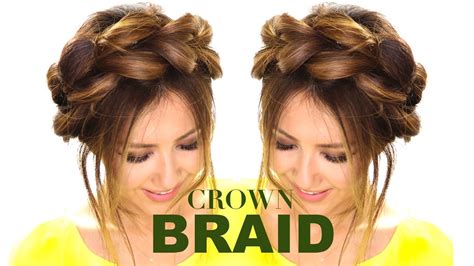 Short headband braids, braided bangs and braids in half up hairstyles can have different textures and braided patterns. Pull-Through CROWN BRAID UPDO Hair Tutorial ★ Easy Braids ...