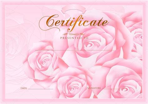 Certificado Diploma De Finalización Plantilla De Diseño Rosa Fondo