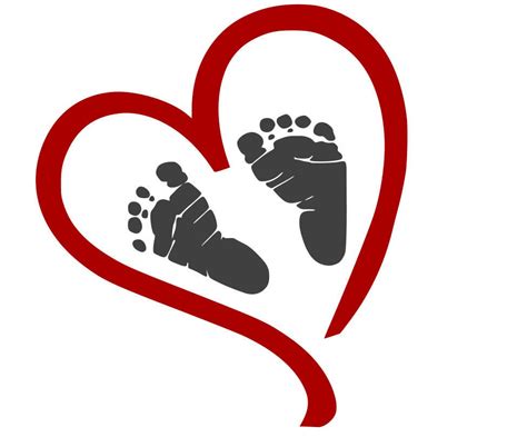 Comes With A Free Svg File Heart With Baby Footprints Svgdxfepspng