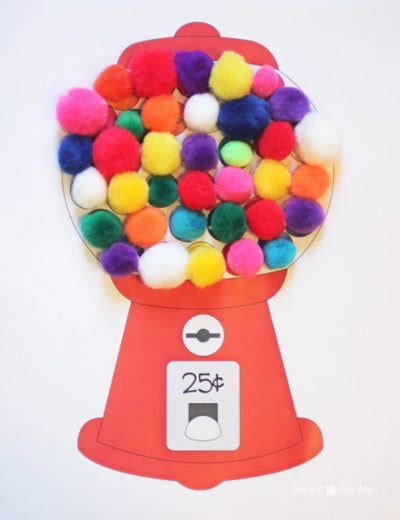 One of these pages contains the names of the images, while the other one doesn't. Pom Pom Gumball Machine | Fun Family Crafts