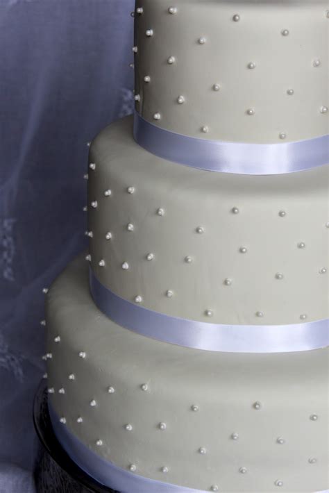 Cake Flair Simple White With Pearls Wedding Cake