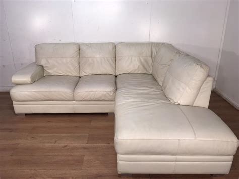 Cream Genuine Leather Corner Sofa With Free Delivery Within London In